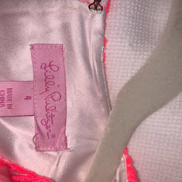 Hot Pink floral and pearl Lily Pulitzer Dress - Picture 2 of 2